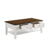 New Classic Furniture Evander Coffee Table With Drawer Two Tone Creme/Brown T381F-10