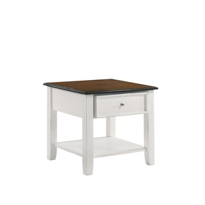 New Classic Furniture Evander End Table With Drawer Two Tone Creme/Brown T381F-20