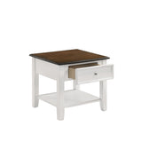 New Classic Furniture Evander End Table With Drawer Two Tone Creme/Brown T381F-20