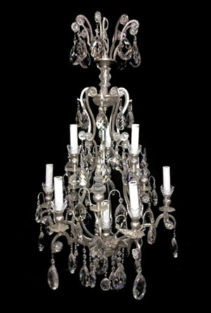 Bethel Pewter Chandelier in Metal & Crystal