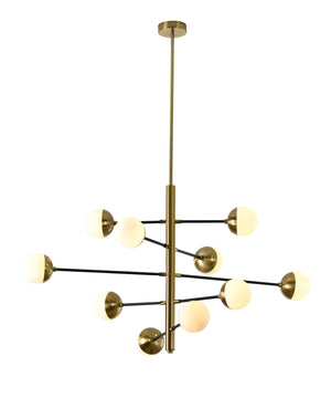 Bethel Brass & Black Chandelier in Metal & Glass