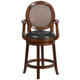 English Elm EE2521 Transitional Wood Swivel Counter Stool Expresso EEV-16223