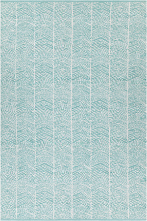 Chandra Rugs Tanya 100% Cotton Hand-Woven Flatweave Cotton Rug Teal/White 9' x 13'