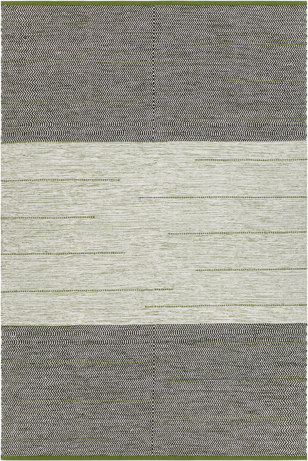 Chandra Rugs Tanya 100% Cotton Hand-Woven Flatweave Cotton Rug Green/Black 9' x 13'