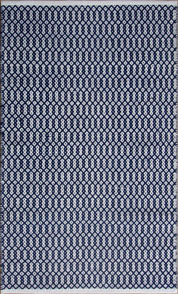 Chandra Rugs Tanya 100% Cotton Hand-Woven Flatweave Cotton Rug Navy/White 9' x 13'