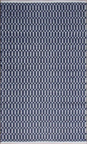 Chandra Rugs Tanya 100% Cotton Hand-Woven Flatweave Cotton Rug Navy/White 9' x 13'