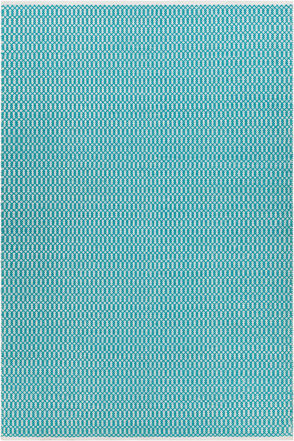 Chandra Rugs Tanya 100% Cotton Hand-Woven Flatweave Cotton Rug Teal/White 9' x 13'