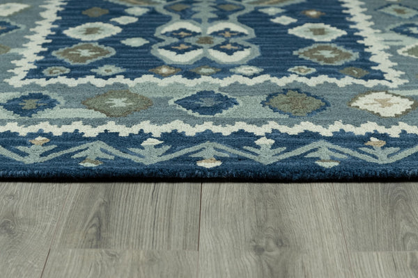 Momeni Tangier TAN-1 Hand Tufted Traditional Oriental Indoor Area Rug Blue 9'6" x 13'6" TANGITAN-1BLU96D6