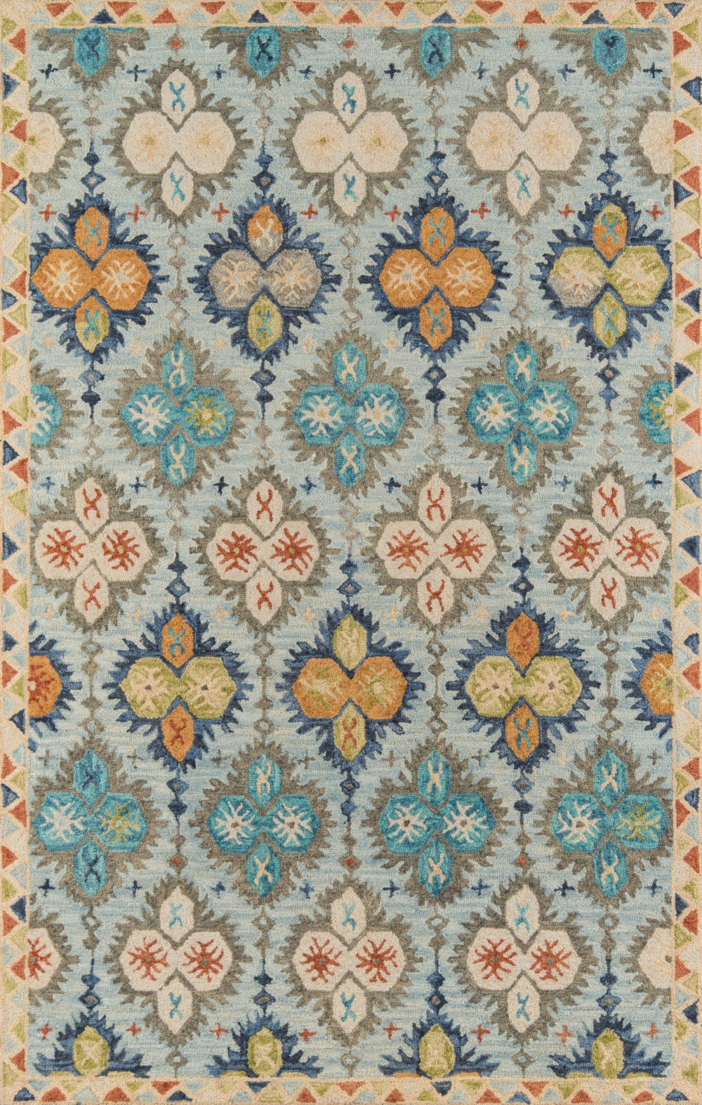 Momeni Tangier TAN17 Hand Tufted Transitional Damask Indoor Area Rug Blue 9'6" x 13'6" TANGITAN17BLU96D6