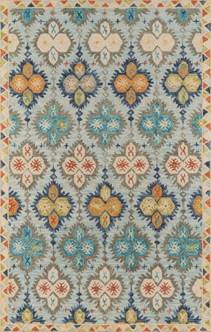 Momeni Tangier TAN17 Hand Tufted Transitional Damask Indoor Area Rug Blue 9'6" x 13'6" TANGITAN17BLU96D6