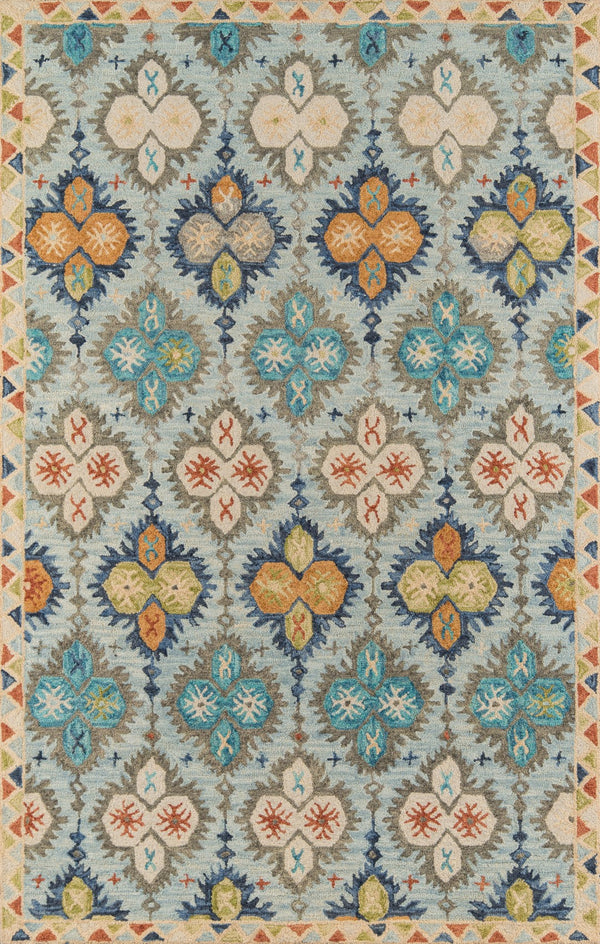 Momeni Tangier TAN17 Hand Tufted Transitional Damask Indoor Area Rug Blue 9'6" x 13'6" TANGITAN17BLU96D6