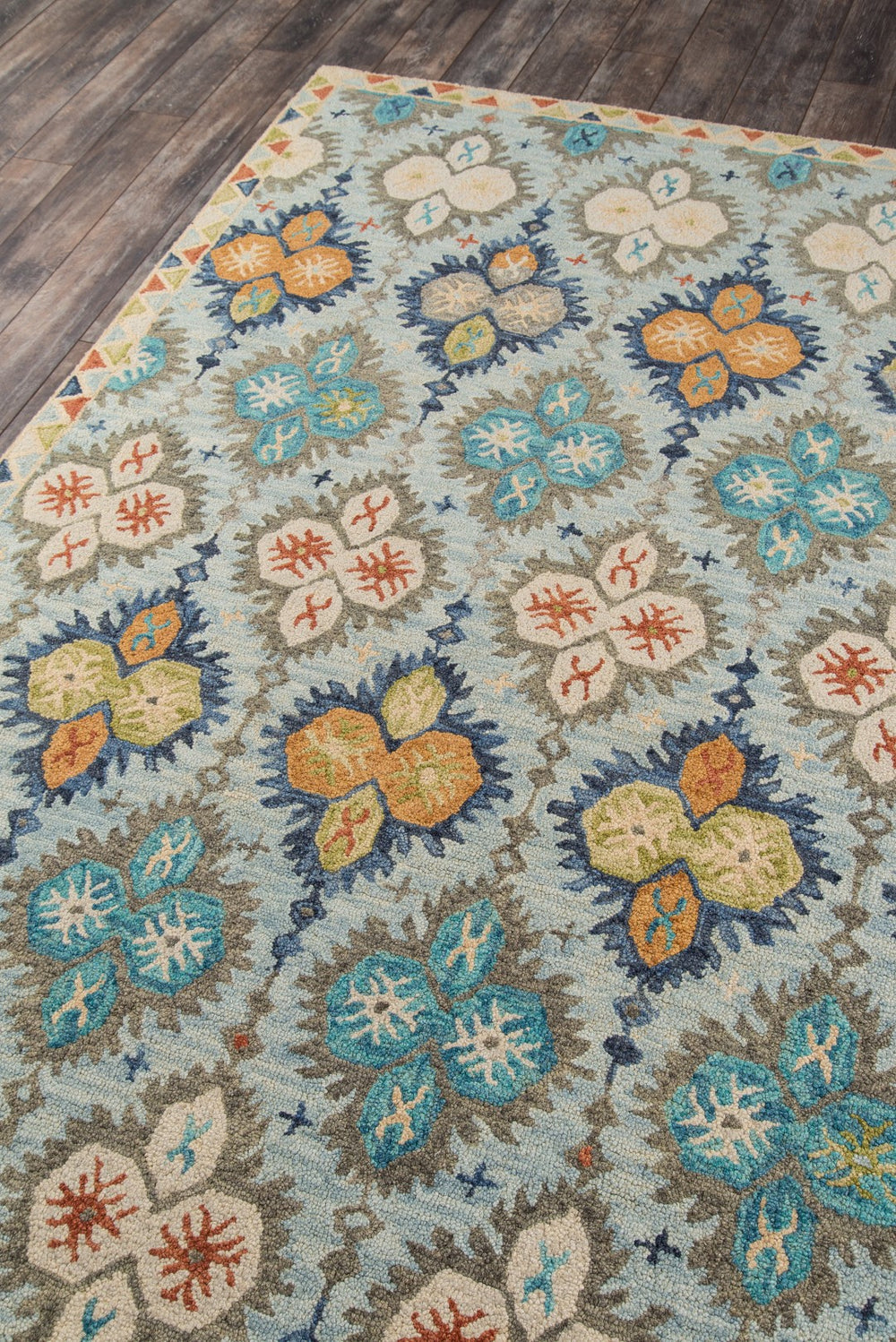 Momeni Tangier TAN17 Hand Tufted Transitional Damask Indoor Area Rug Blue 9'6" x 13'6" TANGITAN17BLU96D6