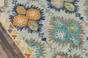 Momeni Tangier TAN17 Hand Tufted Transitional Damask Indoor Area Rug Blue 9'6" x 13'6" TANGITAN17BLU96D6