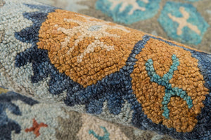 Momeni Tangier TAN17 Hand Tufted Transitional Damask Indoor Area Rug Blue 9'6" x 13'6" TANGITAN17BLU96D6