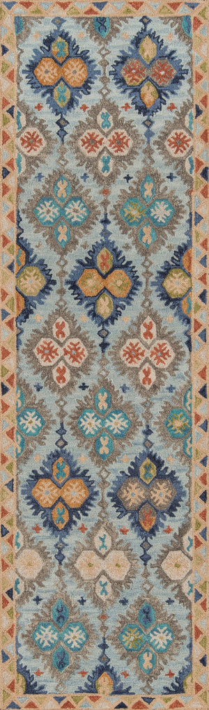 Momeni Tangier TAN17 Hand Tufted Transitional Damask Indoor Area Rug Blue 9'6" x 13'6" TANGITAN17BLU96D6