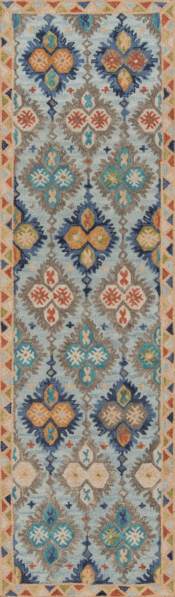 Momeni Tangier TAN17 Hand Tufted Transitional Damask Indoor Area Rug Blue 9'6" x 13'6" TANGITAN17BLU96D6