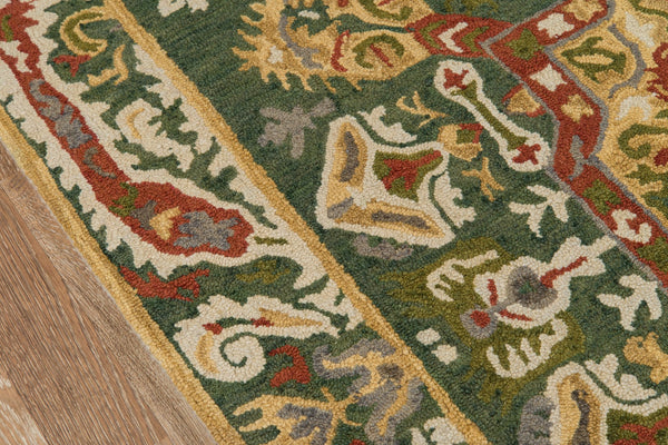 Momeni Tangier TAN25 Hand Tufted Traditional Medallion Indoor Area Rug Green 9'6" x 13'6" TANGITAN25GRN96D6