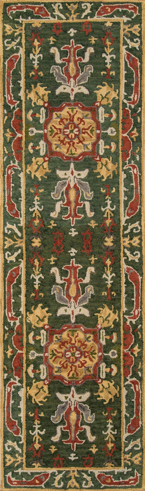 Momeni Tangier TAN25 Hand Tufted Traditional Medallion Indoor Area Rug Green 9'6" x 13'6" TANGITAN25GRN96D6