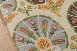 Momeni Tangier TAN27 Hand Tufted Transitional Floral Indoor Area Rug Ivory 9'6" x 13'6" TANGITAN27IVY96D6