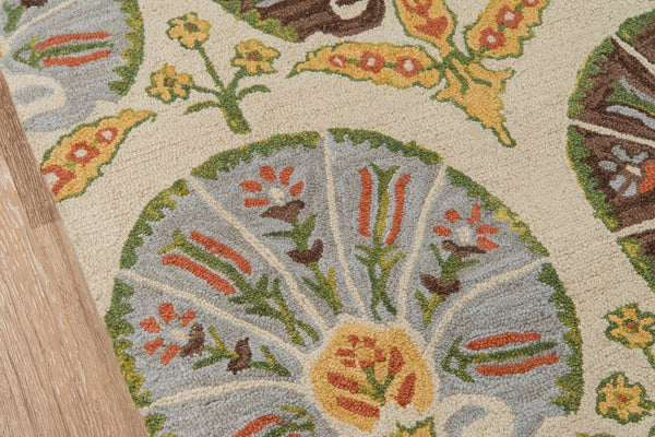 Momeni Tangier TAN27 Hand Tufted Transitional Floral Indoor Area Rug Ivory 9'6" x 13'6" TANGITAN27IVY96D6