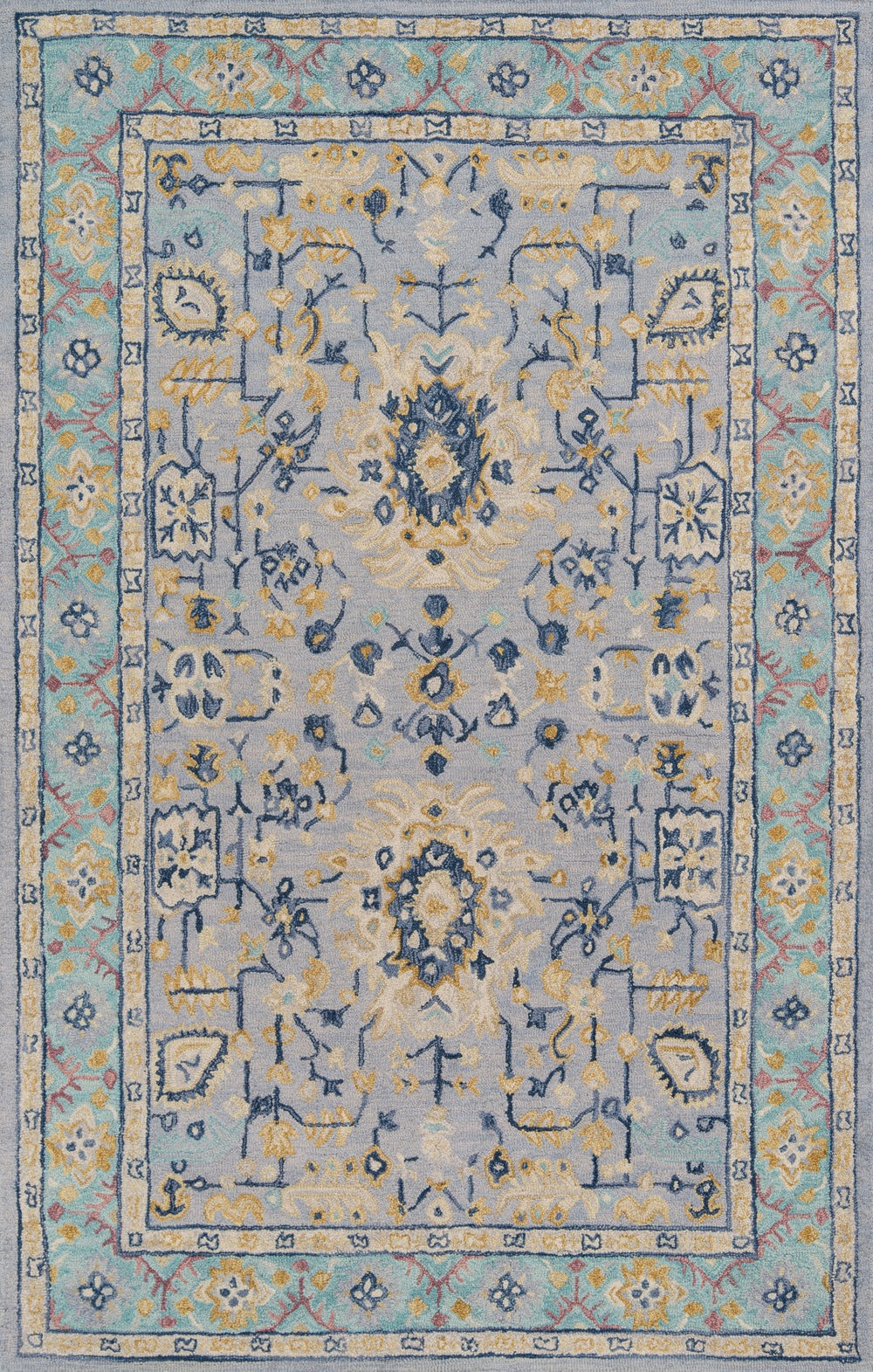 Momeni Tangier TAN30 Hand Tufted Traditional Oriental Indoor Area Rug Blue 9'6" x 13'6" TANGITAN30BLU96D6