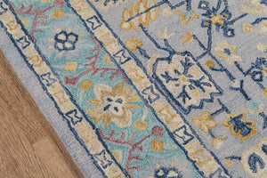 Momeni Tangier TAN30 Hand Tufted Traditional Oriental Indoor Area Rug Blue 9'6" x 13'6" TANGITAN30BLU96D6