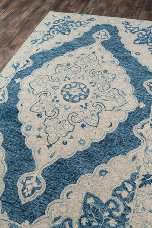Momeni Tangier TAN36 Hand Tufted Traditional Medallion Indoor Area Rug Blue 9'6" x 13'6" TANGITAN36BLU96D6