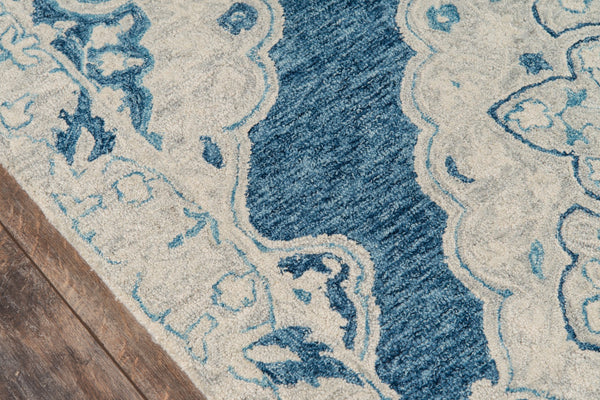 Momeni Tangier TAN36 Hand Tufted Traditional Medallion Indoor Area Rug Blue 9'6" x 13'6" TANGITAN36BLU96D6
