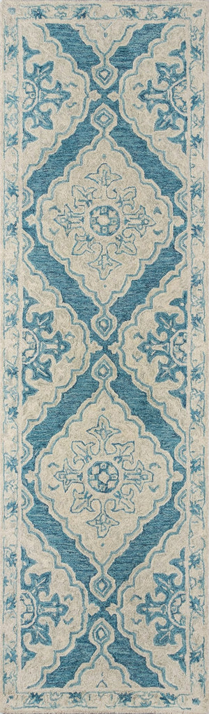 Momeni Tangier TAN36 Hand Tufted Traditional Medallion Indoor Area Rug Blue 9'6" x 13'6" TANGITAN36BLU96D6