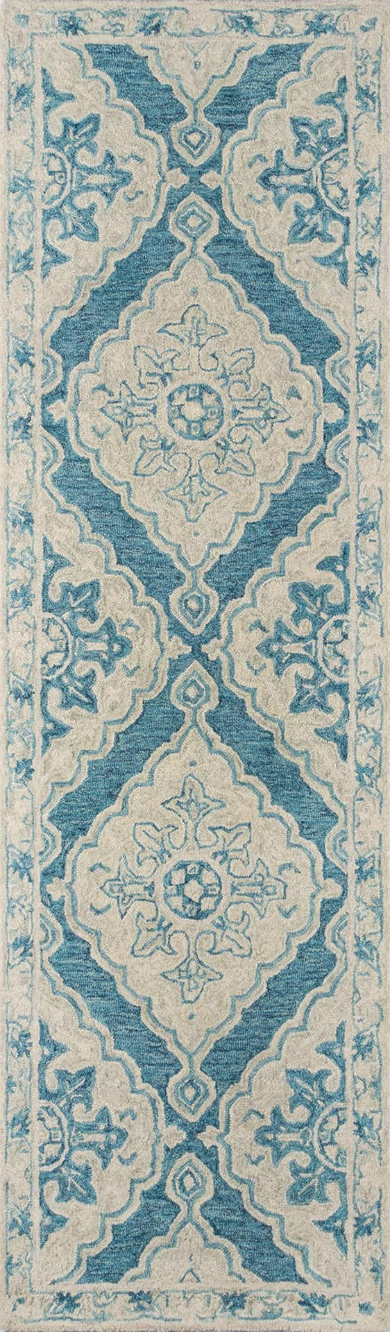 Momeni Tangier TAN36 Hand Tufted Traditional Medallion Indoor Area Rug Blue 9'6" x 13'6" TANGITAN36BLU96D6