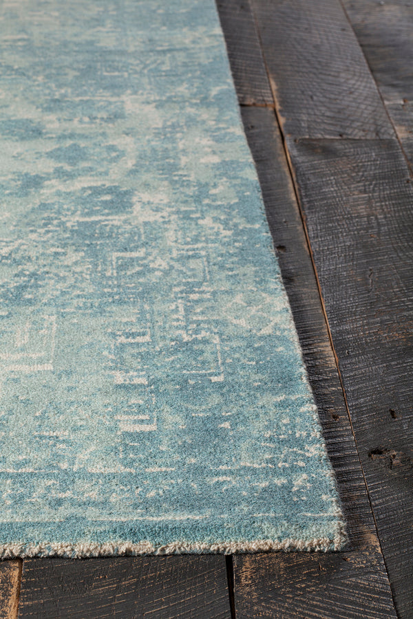 Chandra Rugs Tayla 100% Wool Hand-Tufted Traditional Rug Blue/White 9' x 13'