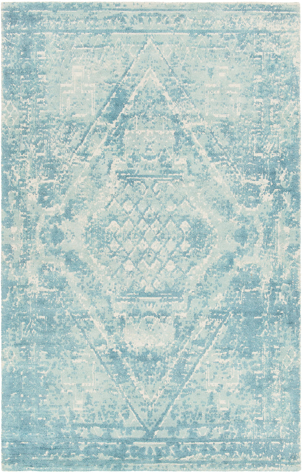 Chandra Rugs Tayla 100% Wool Hand-Tufted Traditional Rug Blue/White 9' x 13'