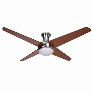 Yosemite Home Decor Taysom 52-Inch Wide 4-Blade Indoor Ceiling Fan In Semi-Polished Nickel Finish With 2-Light Lighting Kit And Remote Control TAYSOM2-BBN-YHD