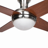 Yosemite Home Decor Taysom 52-Inch Wide 4-Blade Indoor Ceiling Fan In Semi-Polished Nickel Finish With 2-Light Lighting Kit And Remote Control TAYSOM2-BBN-YHD