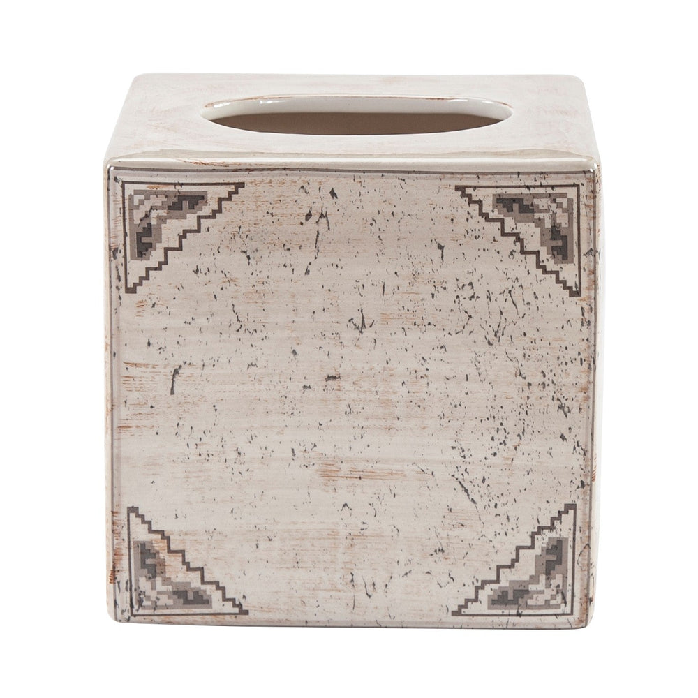 HiEnd Accents Dakota Ceramic Tissue Box Cover TB2037 Cream Ceramic 6.2 x 6.2 x 6.2