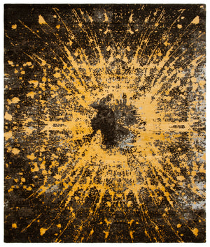 Tibetan 927 Hand Knotted 65% Wool, 20% Cotton, 15%Viscose 0 Rug Gold / Black 65% Wool, 20% Cotton, 15%Viscose TB927B-8