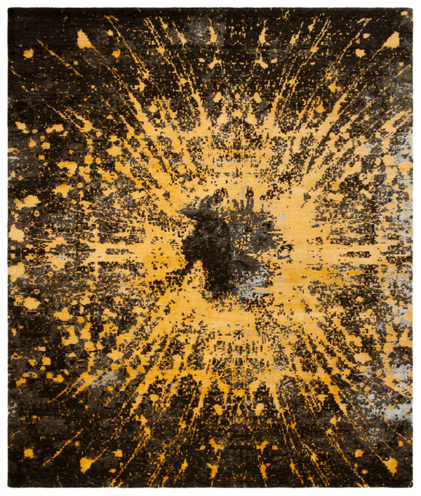 Tibetan 927 Hand Knotted 65% Wool, 20% Cotton, 15%Viscose 0 Rug Gold / Black 65% Wool, 20% Cotton, 15%Viscose TB927B-8