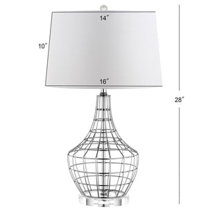 Olga Contemporary Table Lamp Set of 2 - Modern Industrial Chic with Silver Metal and Cotton Shade