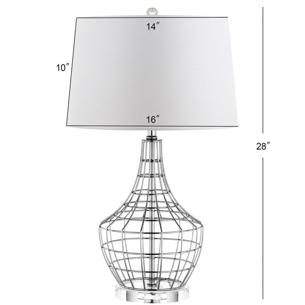 Olga Contemporary Table Lamp Set of 2 - Modern Industrial Chic with Silver Metal and Cotton Shade