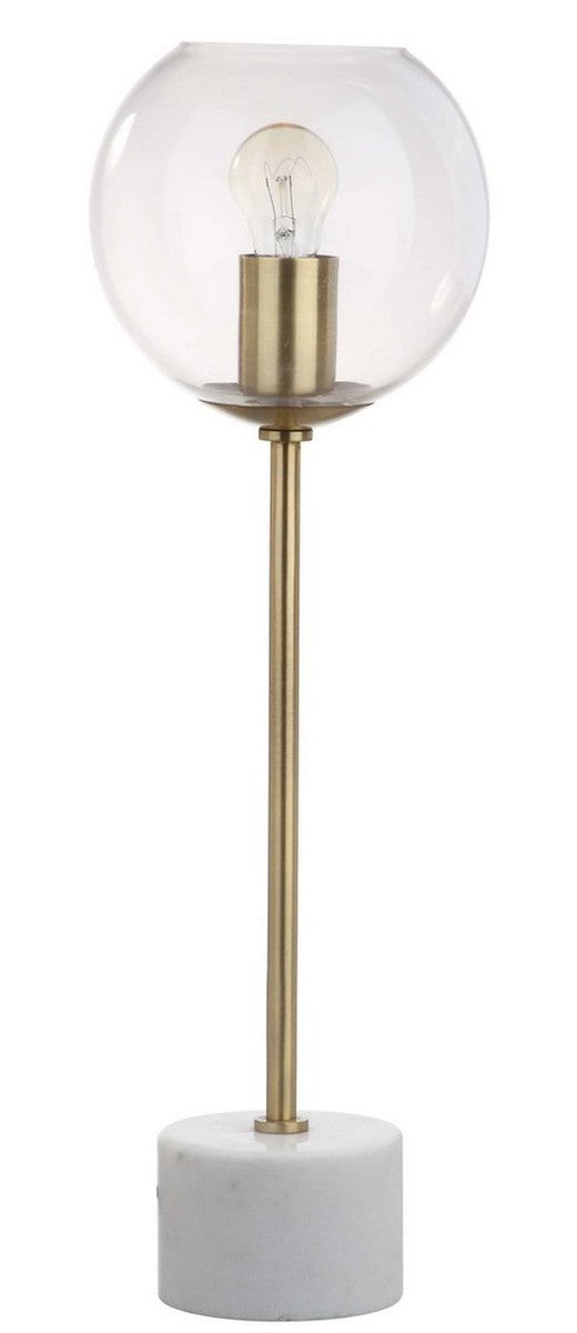Caden Contemporary Table Lamp - Luxe Brass Gold & White Marble Design with Vintage-Style Globe