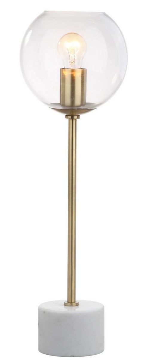 Caden Contemporary Table Lamp - Luxe Brass Gold & White Marble Design with Vintage-Style Globe