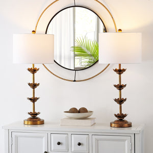 Safavieh Lani, 32 Inch, Antique Gold, Iron Table Lamp Set Of 2 W/ Usb Port ​ -Set Of 2 Antiqued Gold /White Linen Shade Metal TBL4016A-SET2-U