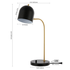 Safavieh Drina, 23.5 Inch, Black/Gold, Table Lamp W/ Usb Port ​ Black / Gold Metal TBL4017A-U