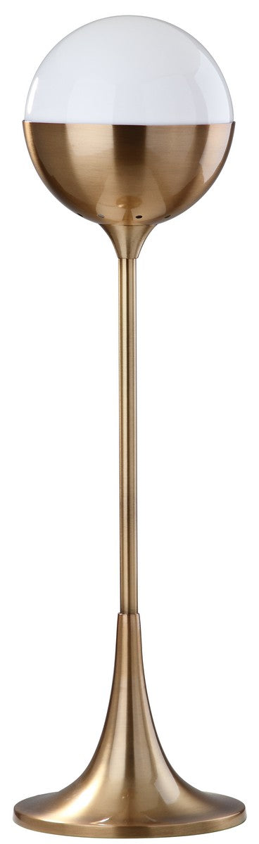 Lando 27-Inch Mid-Century Table Lamp in Brass Gold with White Globe - Stylish Illumination for Home