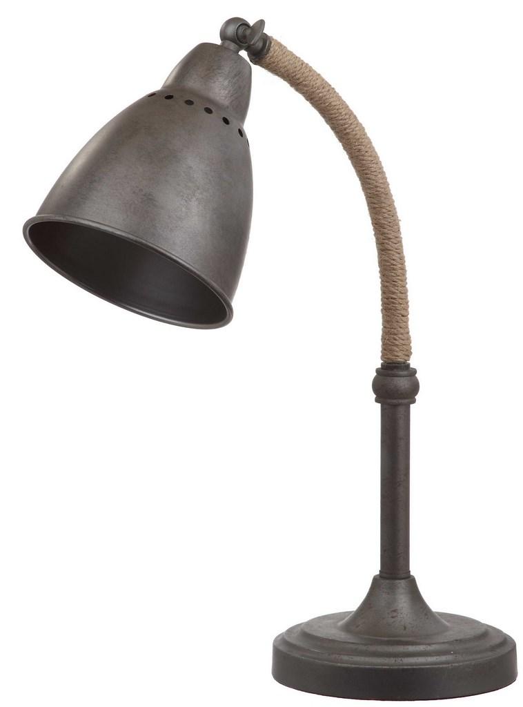 Nari 19.5-Inch Dark Grey Table Lamp with Rustic Rope Detail - Vintage Industrial Chic Style Decor