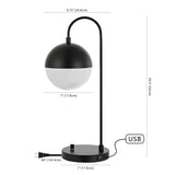 Safavieh Cappi, 20.5 Inch, Black, Iron Table Lamp W/ Usb Port​ Black Metal TBL4040B-U