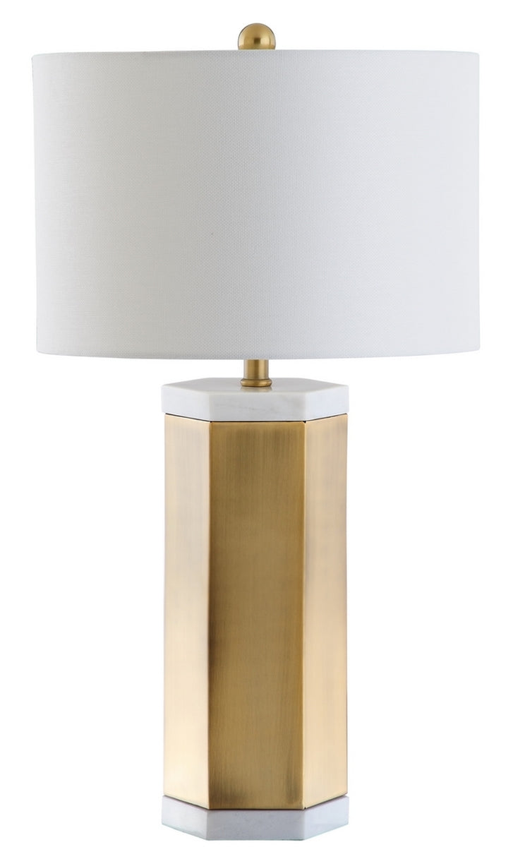 Alya Table Lamp Set of 2 - Elegant White & Brass Gold Design with Marble Base for Timeless Style
