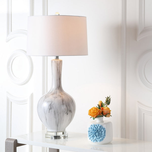 Griffith Table Lamp Set of 2 - Contemporary Ceramic Design in White & Grey, Perfect for Any Space