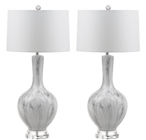 Griffith Table Lamp Set of 2 - Contemporary Ceramic Design in White & Grey, Perfect for Any Space