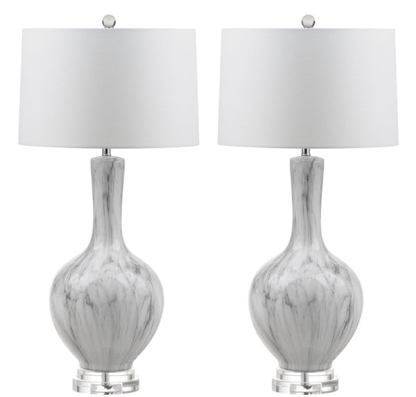 Griffith Table Lamp Set of 2 - Contemporary Ceramic Design in White & Grey, Perfect for Any Space